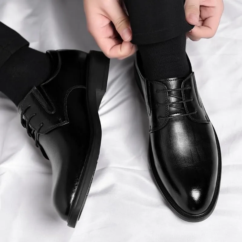 Men's Dress Shoes Comfortable Breathable Leather Upper Men's Lace-ups Rubber Soft Sole Shoes Stable Elegant Shoes for Men(7)