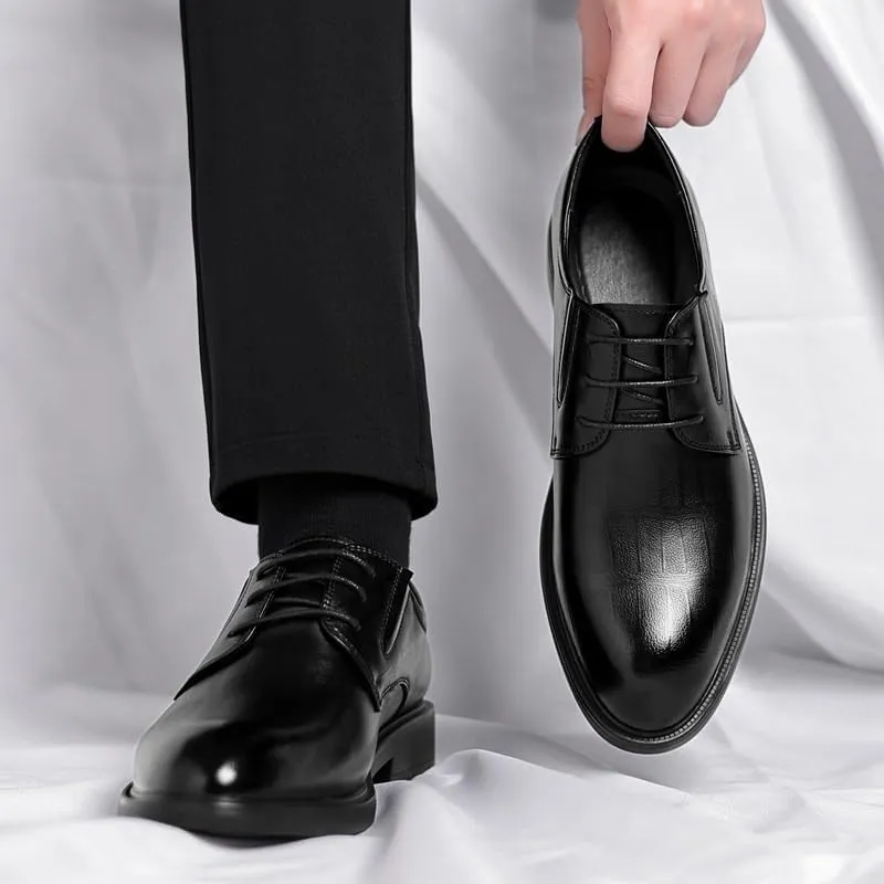 Men's Dress Shoes Comfortable Breathable Leather Upper Men's Lace-ups Rubber Soft Sole Shoes Stable Elegant Shoes for Men(7)