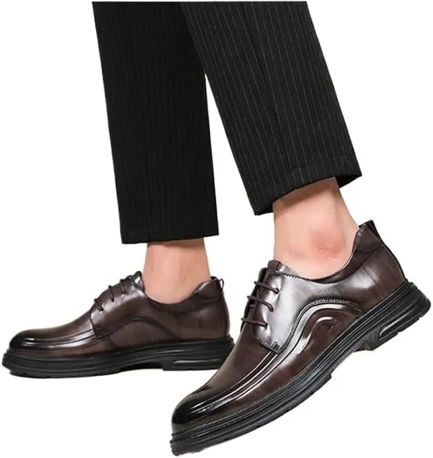 Men's Dress Shoes Comfortable Breathable Leather Upper Men's Lace-ups Rubber Soft Sole Shoes Stable Grippy and Elegant Shoes for Men