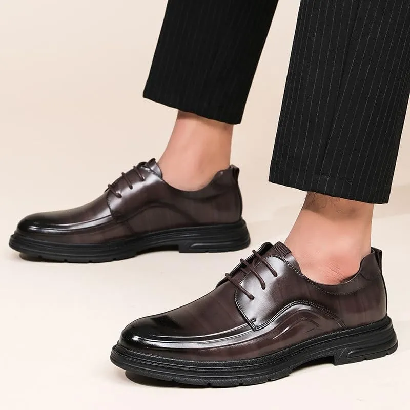 Men's Dress Shoes Comfortable Breathable Leather Upper Men's Lace-ups Rubber Soft Sole Shoes Stable Grippy and Elegant Shoes for Men