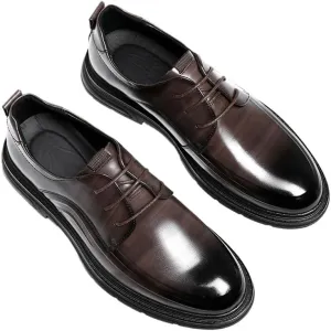 Men's Dress Shoes Comfortable Breathable Leather Upper Men's Lace-ups Rubber Soft Sole Shoes Stable Grippy and Elegant Shoes for Men
