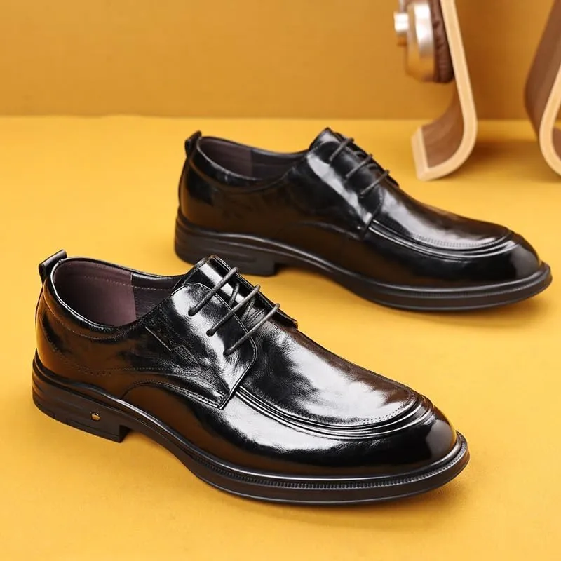 Men's Formal Shoes Comfortable Breathable Leather Upper Men's Dress Lace-ups Rubber Soft Sole Wear Low Top Shoes Stable Grippy Elegant Shoes
