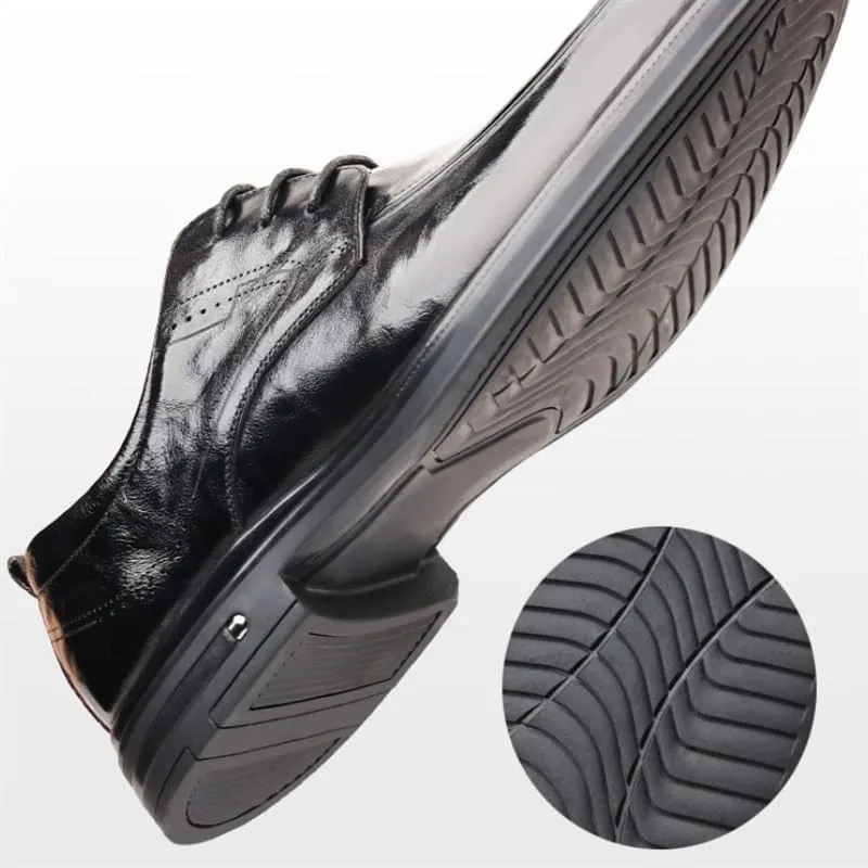 Men's Formal Shoes Comfortable Breathable Leather Upper Men's Dress Lace-ups Rubber Soft Sole Wear Low Top Shoes Stable Grippy Elegant Shoes