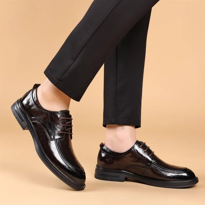 Men's Formal Shoes Comfortable Breathable Leather Upper Men's Dress Lace-ups Rubber Soft Sole Wear Low Top Shoes Stable Grippy Elegant Shoes