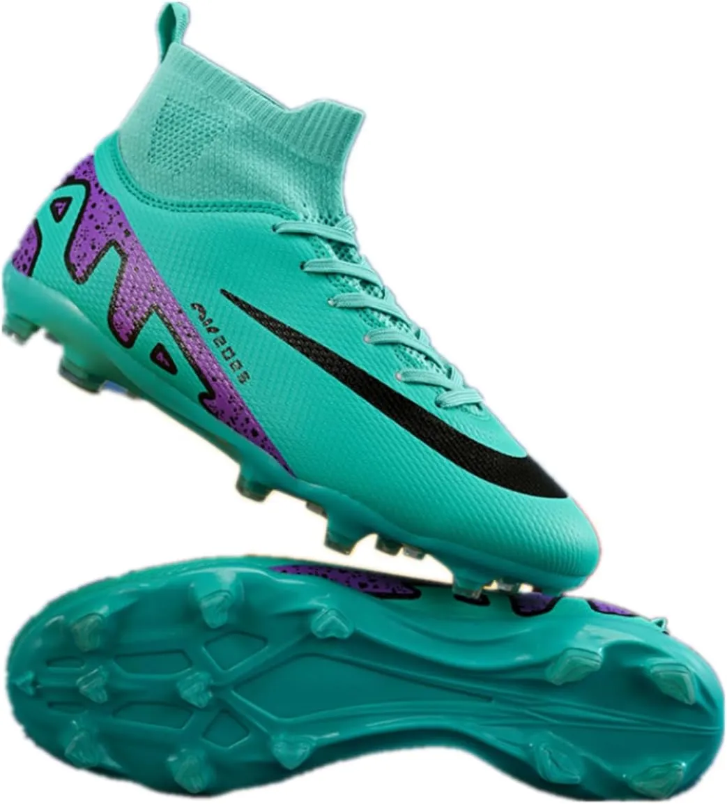 Mens High-Top Football Boots Women's Soccer Cleats for Training Youth Futsal Shoes for Outdoor Indoor