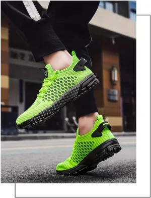 Men's Large-Sized Sports Shoes - Striped Breathable Fabric Running Shoes, Stable Support, Anti-Slip, wear-Resistant and Lightweight