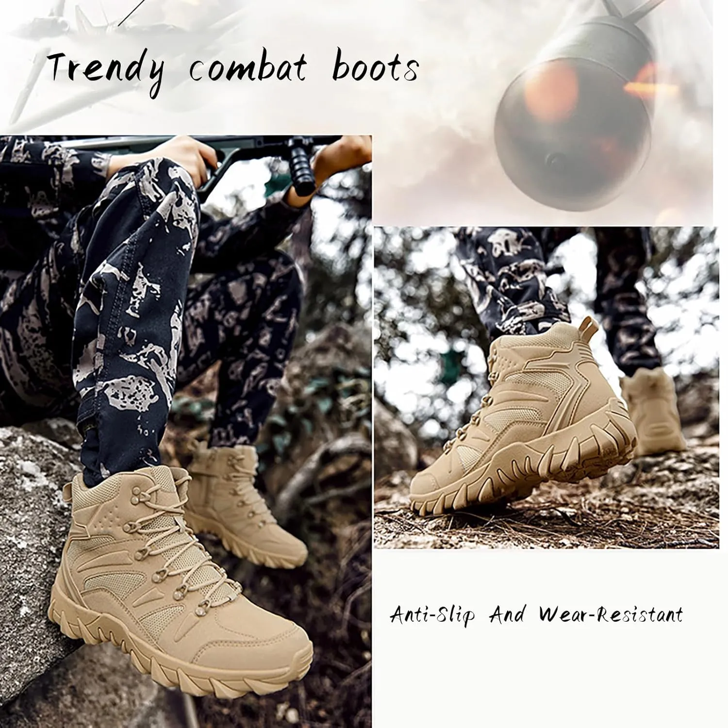 Men's Lightweight Military Tactical Boots Outdoor Desert Hiking Work Boots