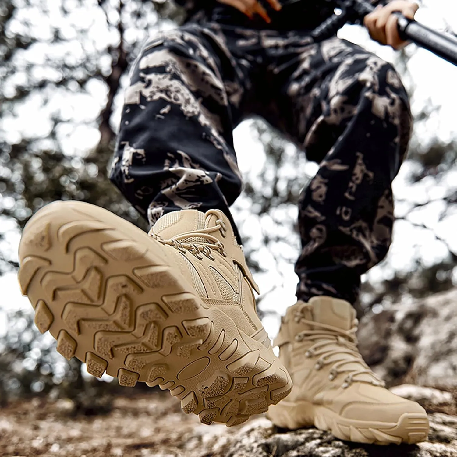 Men's Lightweight Military Tactical Boots Outdoor Desert Hiking Work Boots