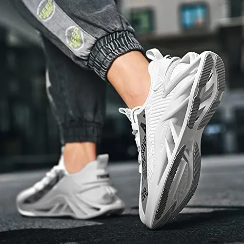 Men's Running Shoes Non Slip Fashion Sneakers Breathable Mesh Soft Sole Casual Athletic Walking Shoes