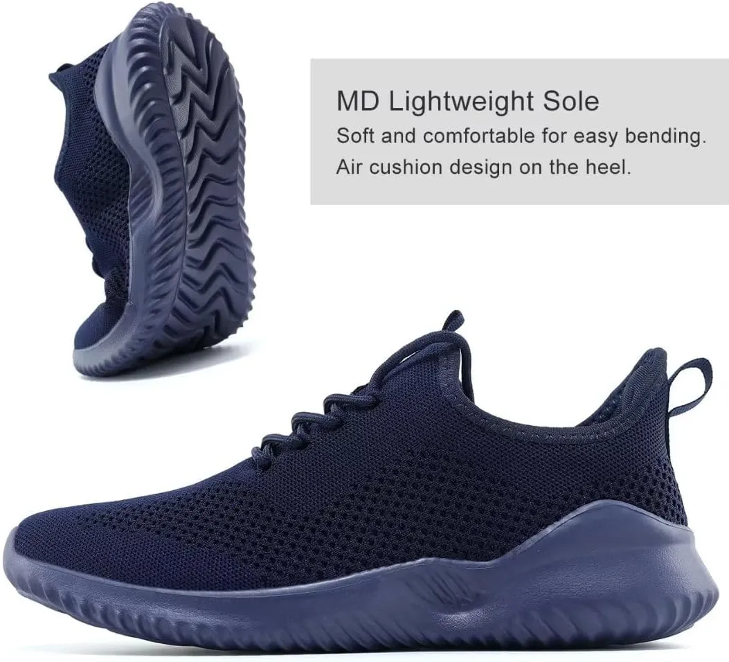 Mens Running Shoes Slip-on Walking Tennis Sneakers Lightweight Breathable Casual Soft Sole Work Gym Trainers
