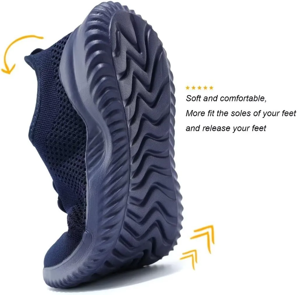Mens Running Shoes Slip-on Walking Tennis Sneakers Lightweight Breathable Casual Soft Sole Work Gym Trainers