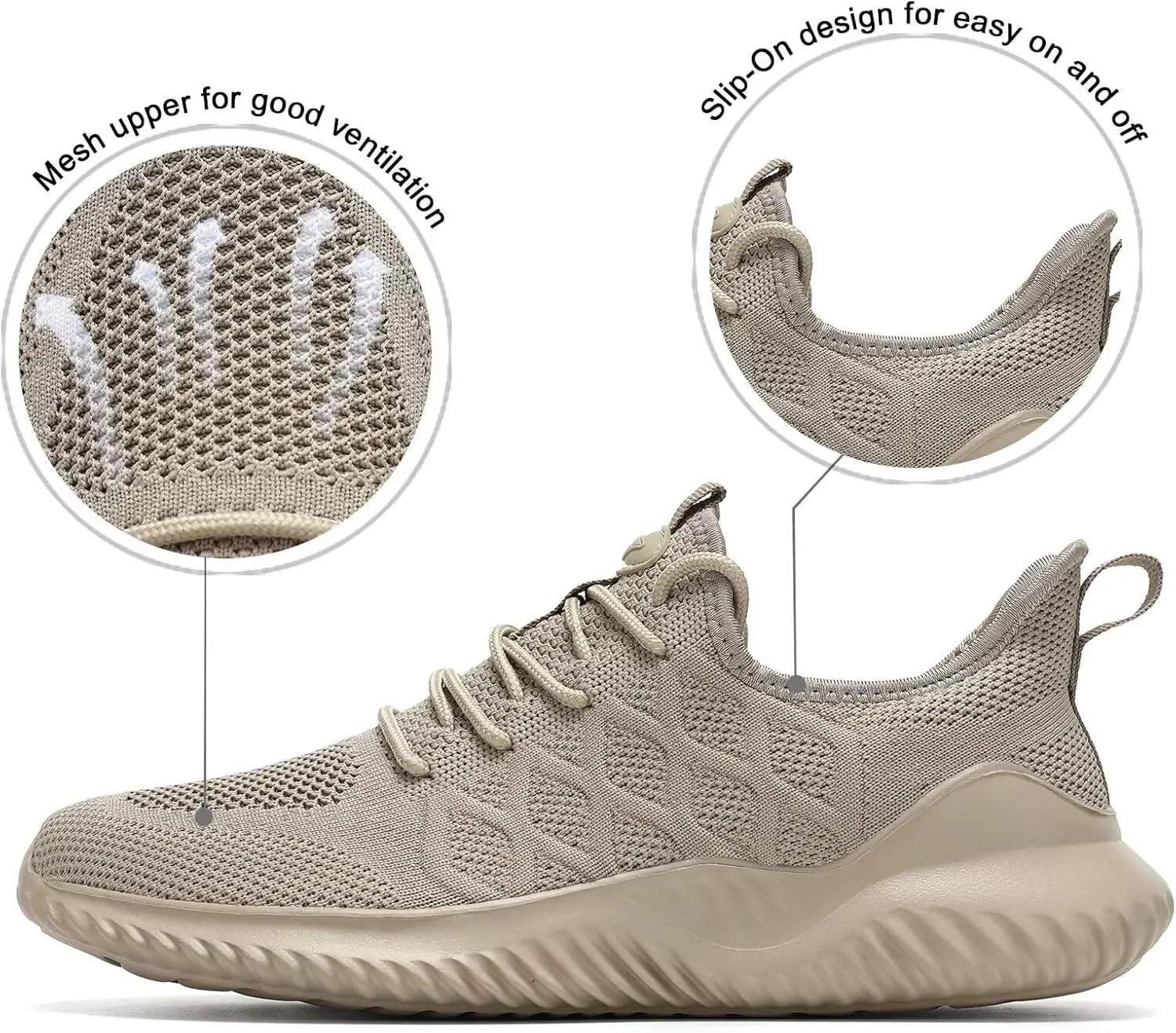 Mens Running Shoes Slip-on Walking Tennis Sneakers Mesh Lightweight Breathable Casual Soft Sole Work Shoes