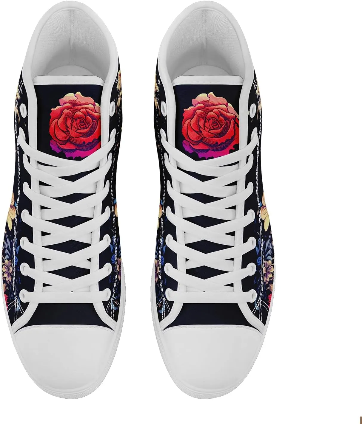 Men's Skull Canvas High Top Shoes Classic Fashion High Top Sneakers Unisex Casual Lace Up Tennis Shoes