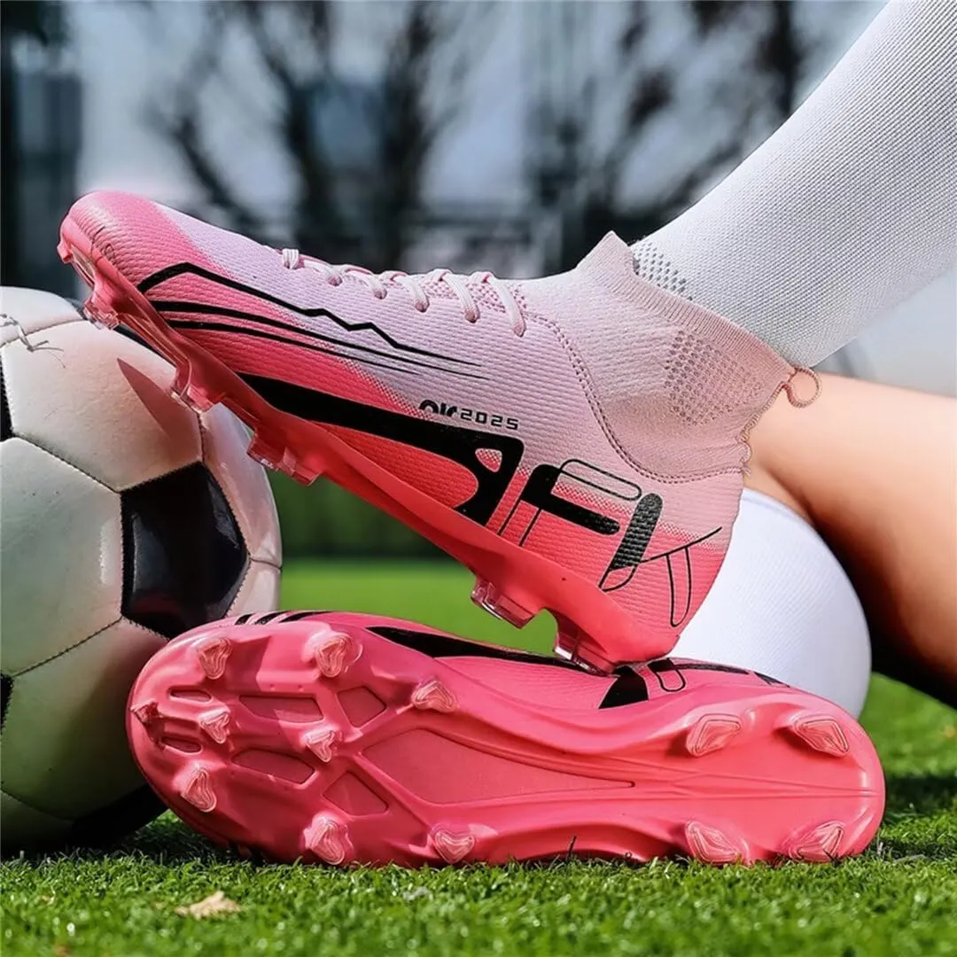 Men's Soccer Shoes High Top AG Cleats Outdoor Turf Athletic Professional Spikes Youth Boys Football Sneaker Unisex
