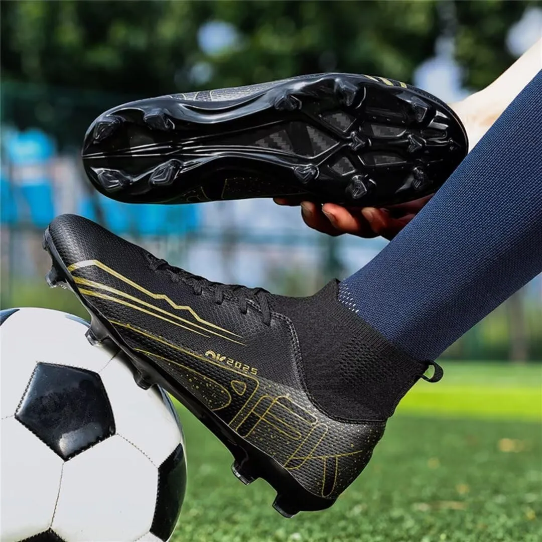 Men's Soccer Shoes High Top AG Cleats Outdoor Turf Athletic Professional Spikes Youth Boys Football Sneaker Unisex