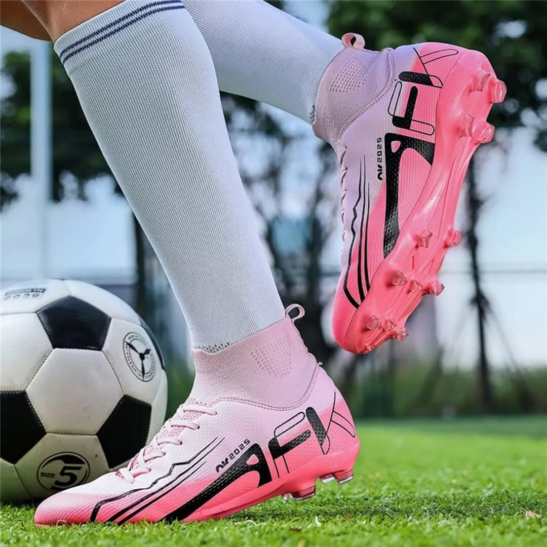Men's Soccer Shoes High Top AG Cleats Outdoor Turf Athletic Professional Spikes Youth Boys Football Sneaker Unisex