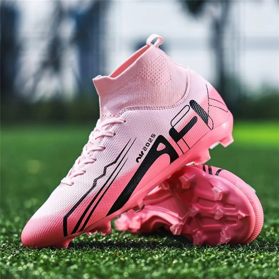 Men's Soccer Shoes High Top AG Cleats Outdoor Turf Athletic Professional Spikes Youth Boys Football Sneaker Unisex
