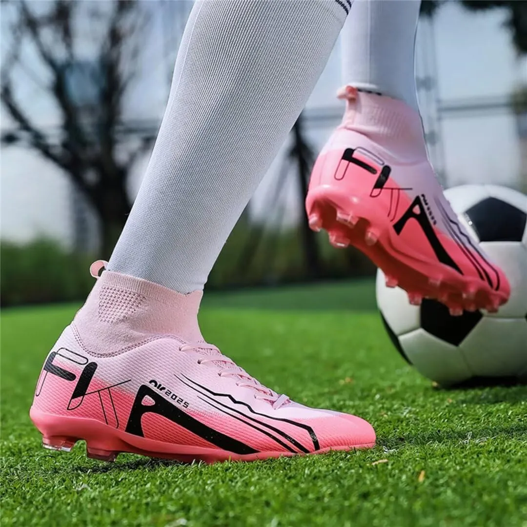 Men's Soccer Shoes High Top AG Cleats Outdoor Turf Athletic Professional Spikes Youth Boys Football Sneaker Unisex