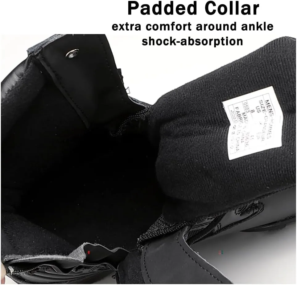 Men's Tactical Ankle Boots: Side Zipper Military Work Boots, Hook & Loop Closure