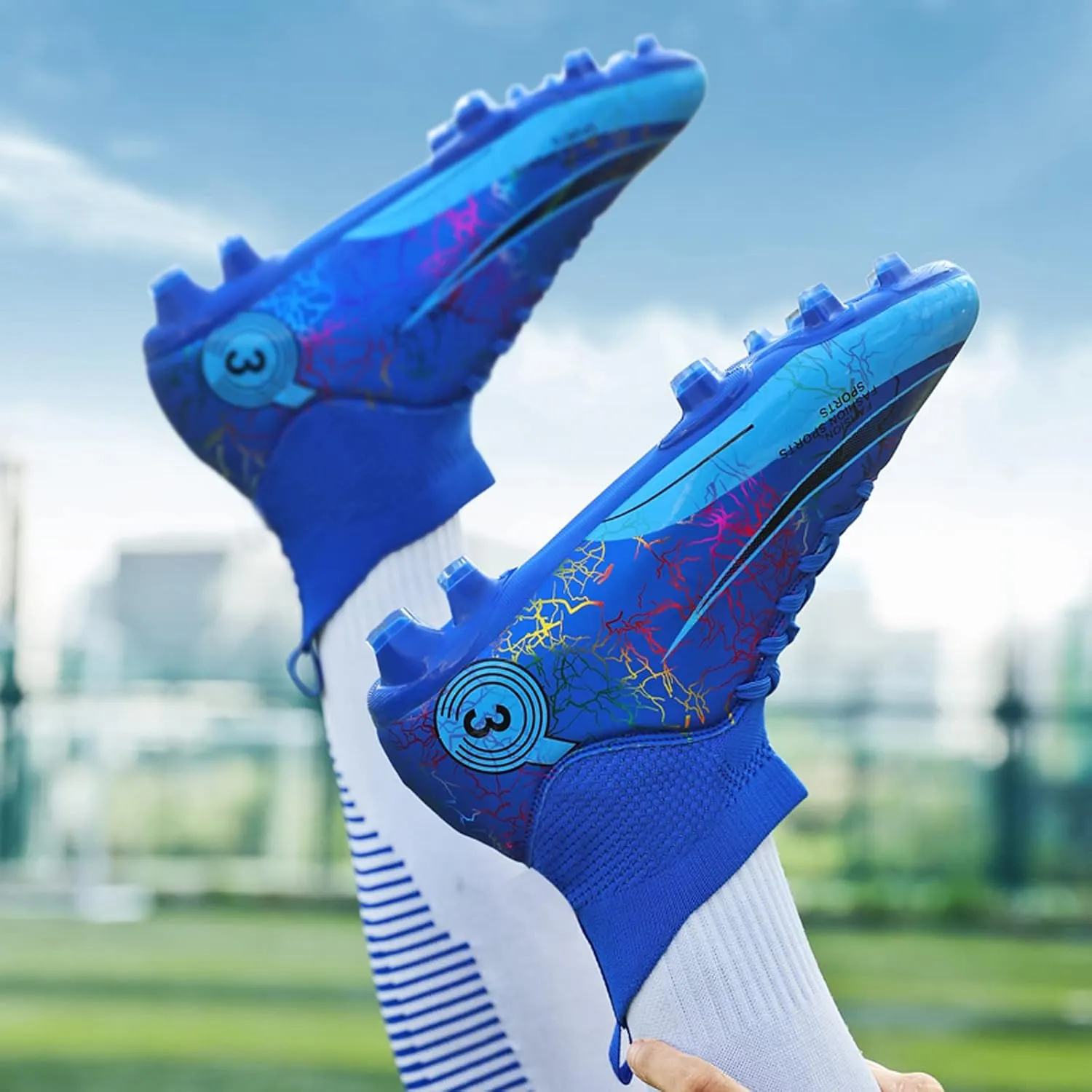 Mens Womens Soccer Cleats High-Tops Lace-Up Football Boots Shoes Classic Outdoor Professional Athletic Training Sneaker
