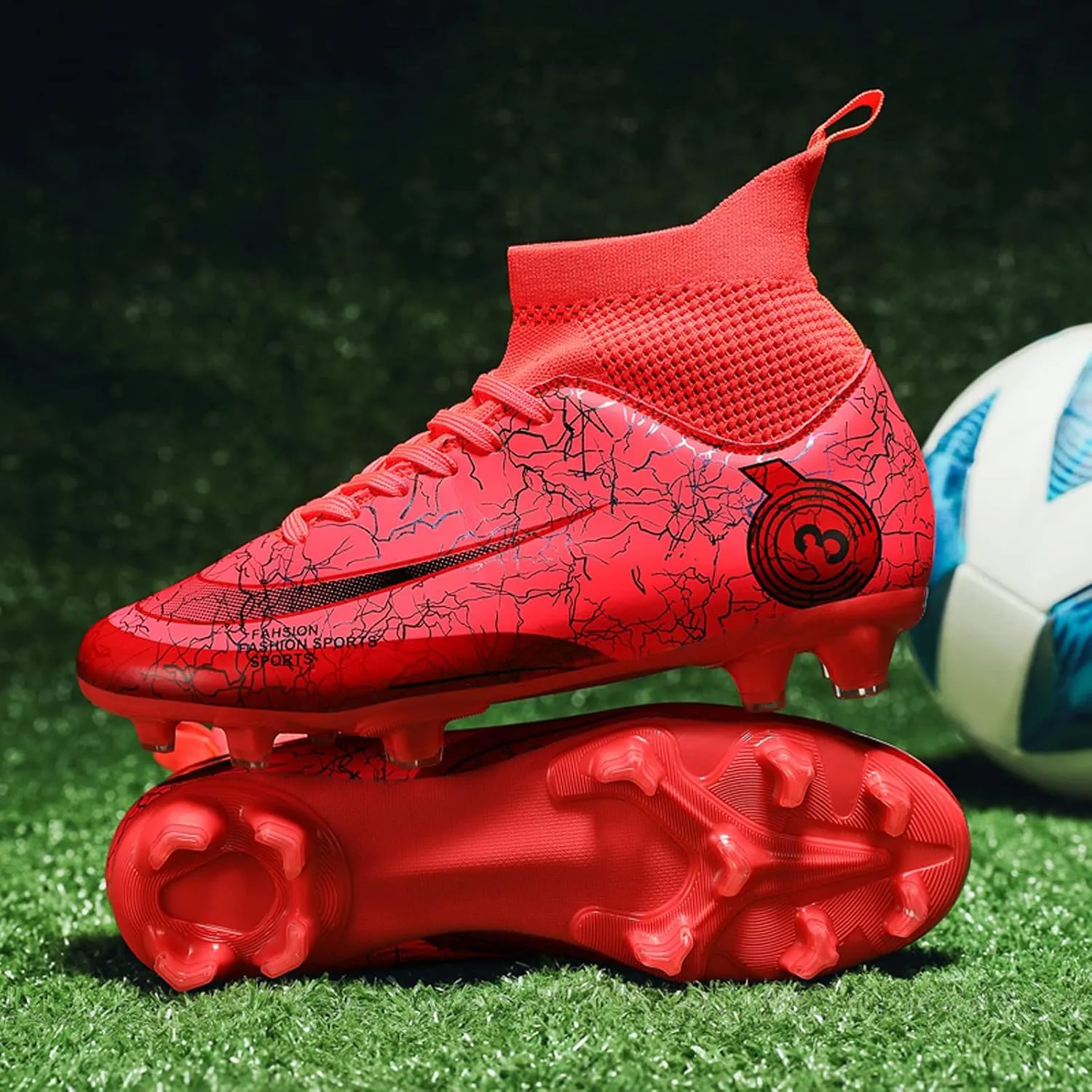 Mens Womens Soccer Cleats High-Tops Lace-Up Football Boots Shoes Classic Outdoor Professional Athletic Training Sneaker