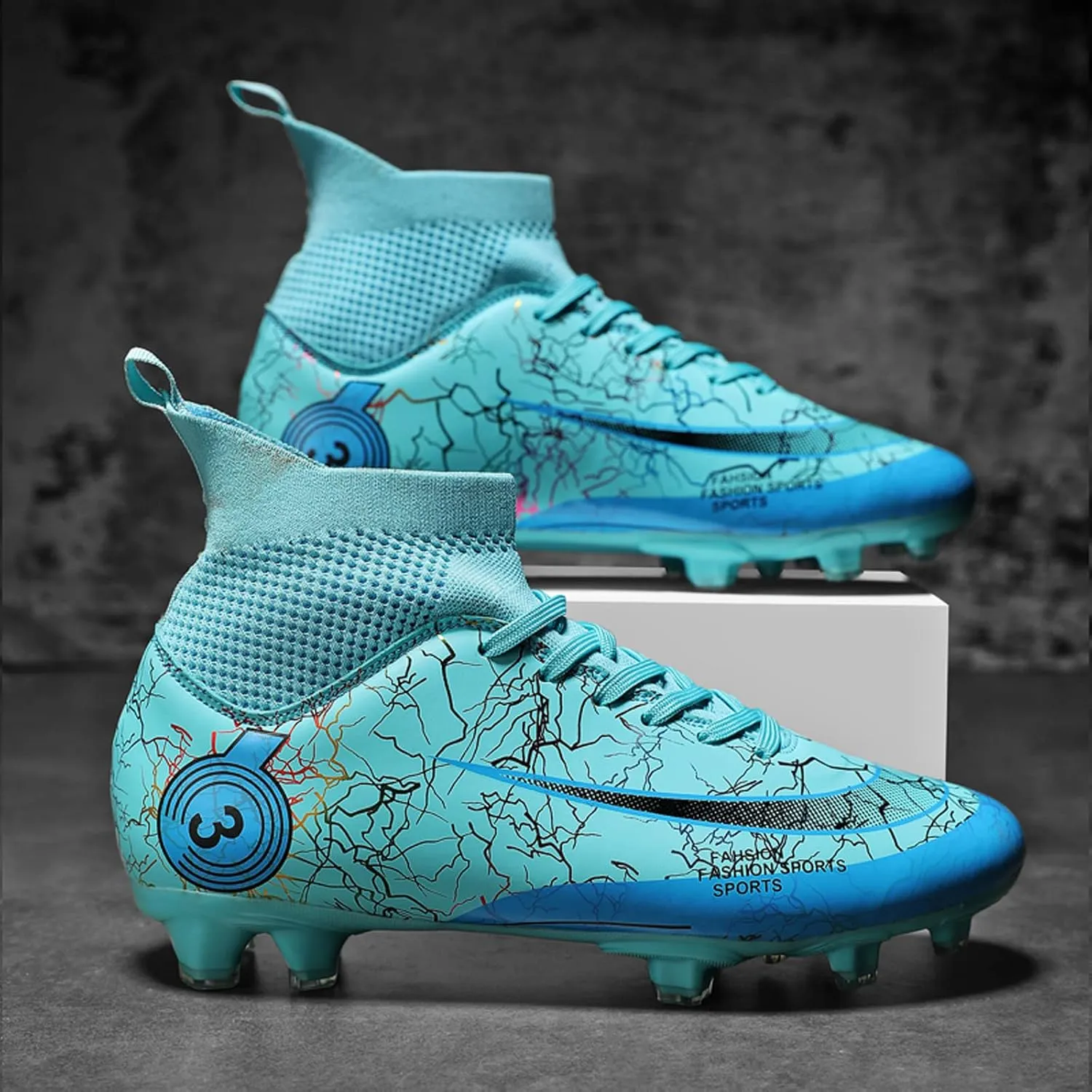 Mens Womens Soccer Cleats High-Tops Lace-Up Football Boots Shoes Classic Outdoor Professional Athletic Training Sneaker