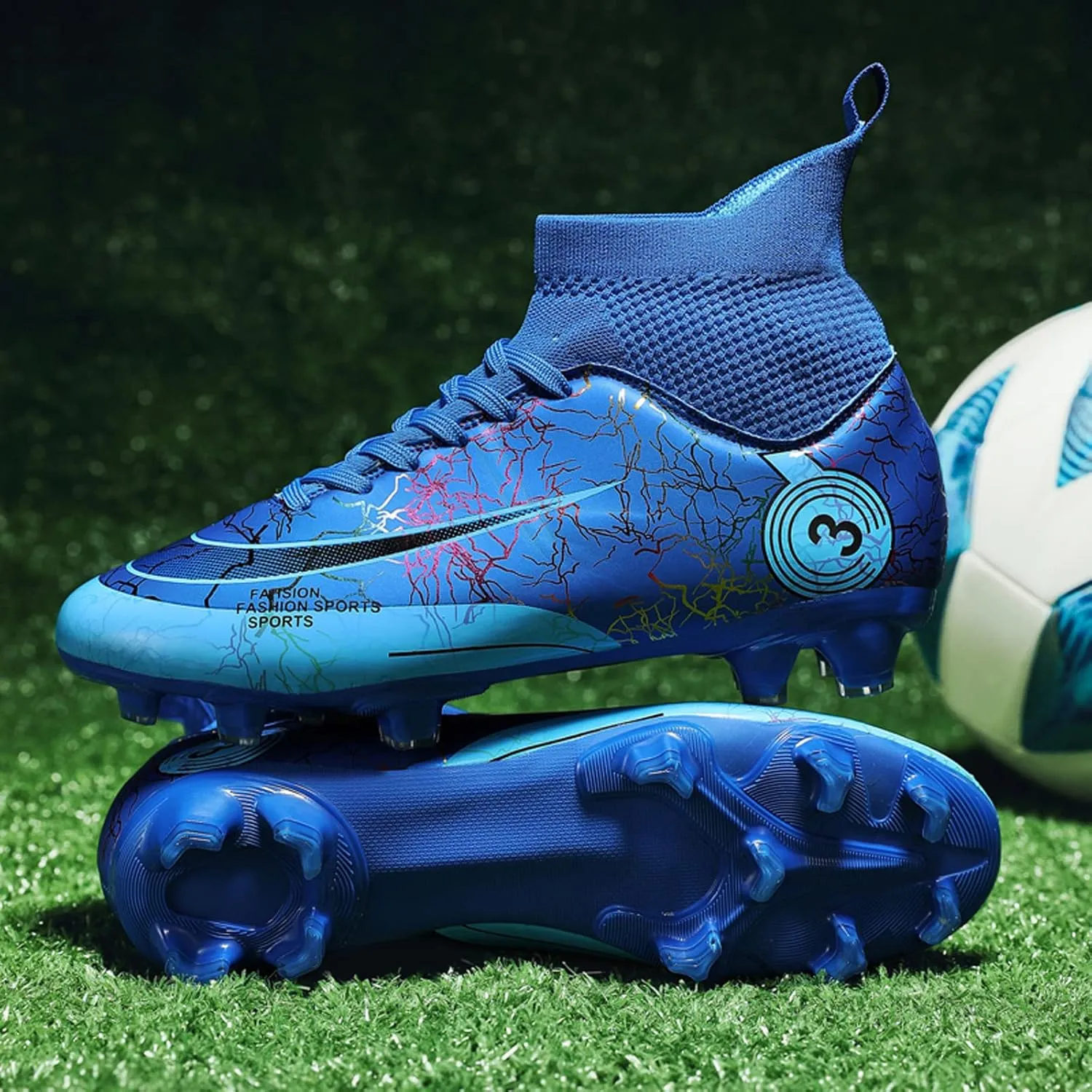 Mens Womens Soccer Cleats High-Tops Lace-Up Football Boots Shoes Classic Outdoor Professional Athletic Training Sneaker