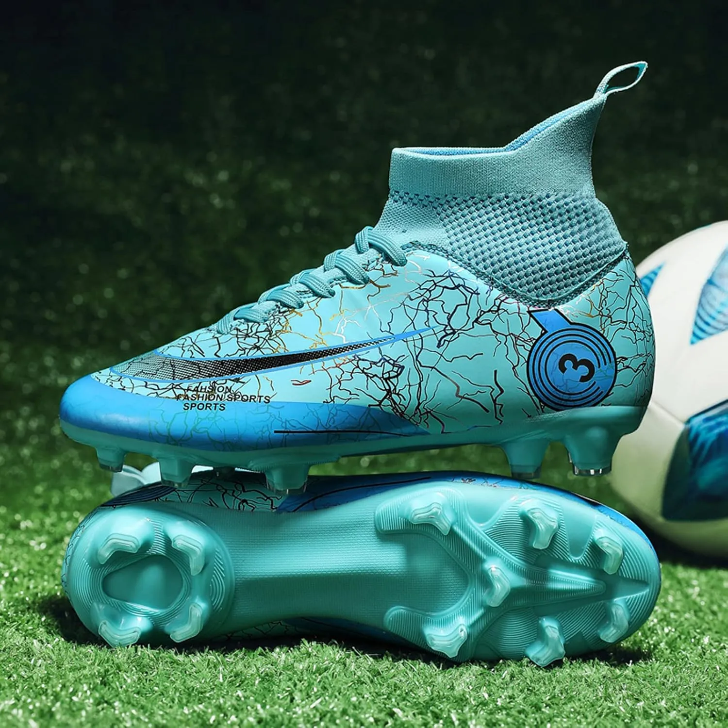 Mens Womens Soccer Cleats High-Tops Lace-Up Football Boots Shoes Classic Outdoor Professional Athletic Training Sneaker