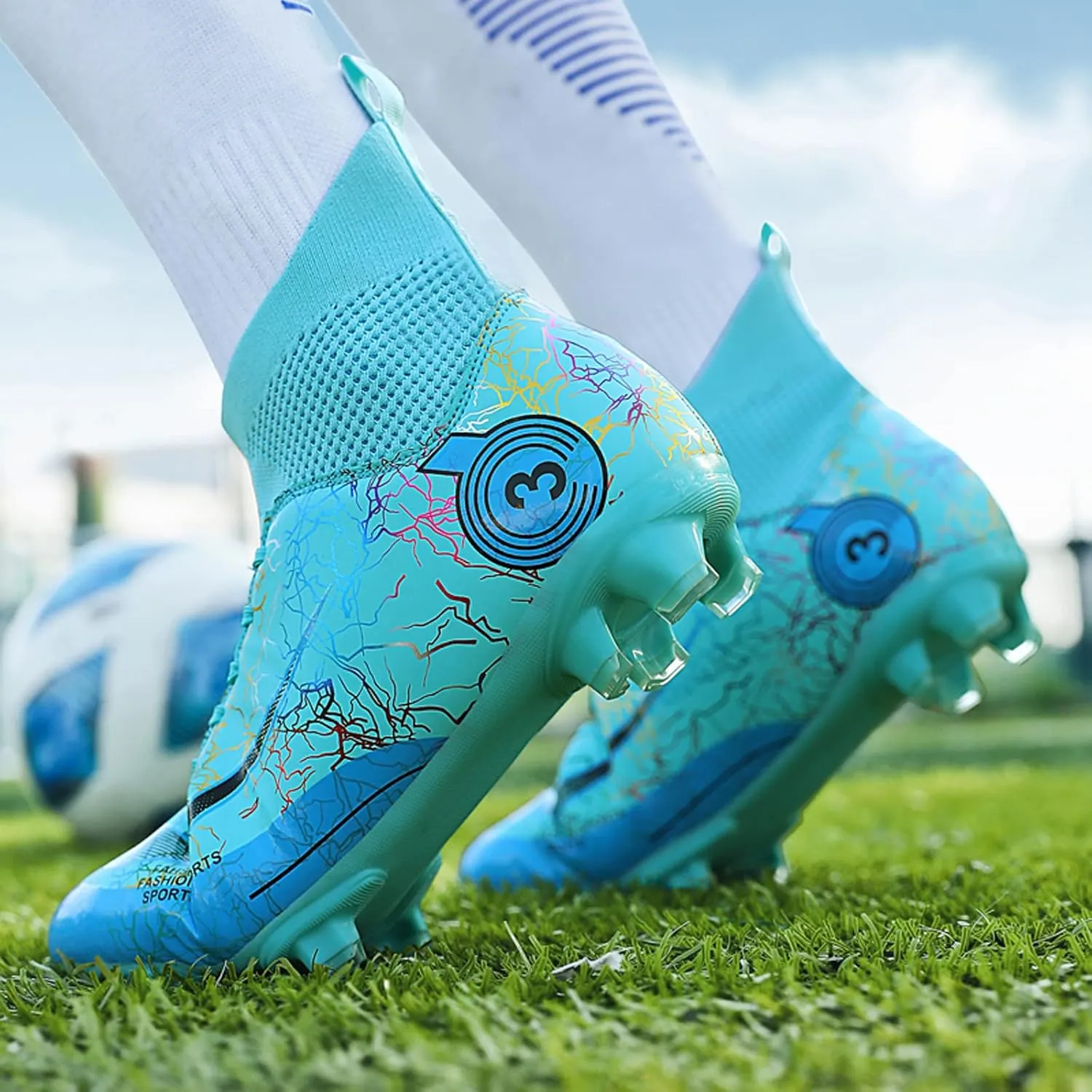 Mens Womens Soccer Cleats High-Tops Lace-Up Football Boots Shoes Classic Outdoor Professional Athletic Training Sneaker