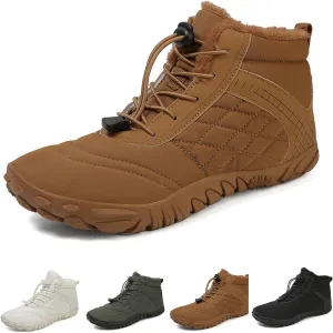 Men's Women's Winter Barefoot Hiking Boots, Slip On Warm Zero Drop Snow Boot, Wide Toe Box Ankle Booties, Minimalist Waterproof Shoes