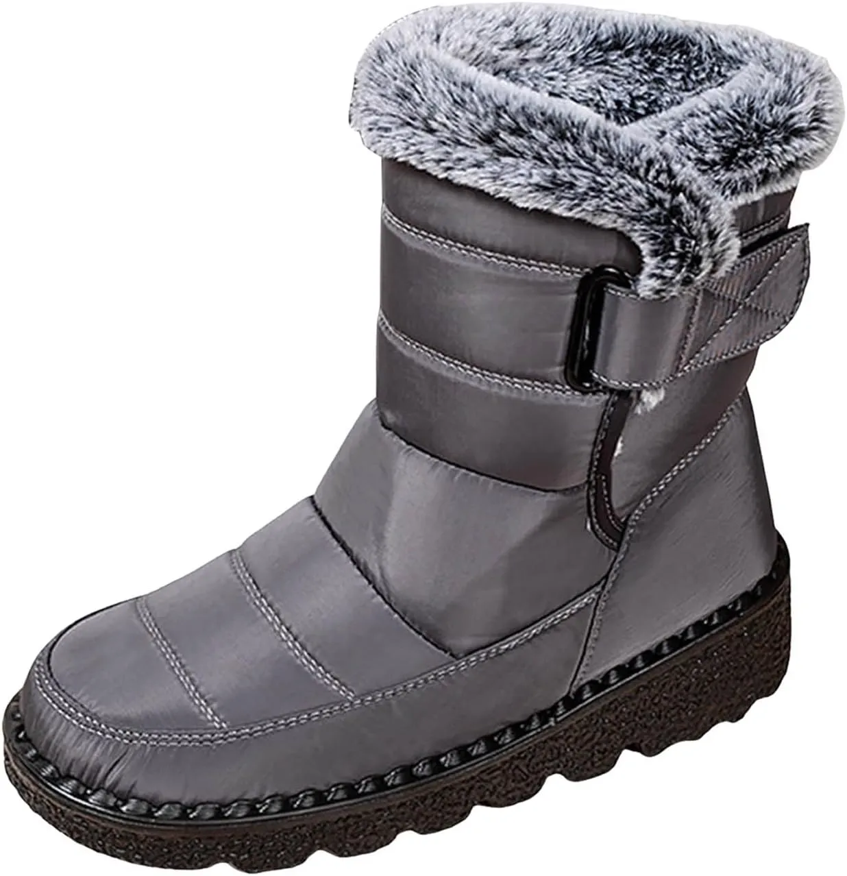 Rain Cloth Water Proof Insulated Boots for Men Plus Velvet Warm Mid Calf Boots Thick Bottom Non Snow Work Shoes for Men