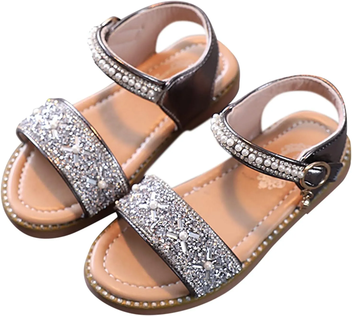 Rose Shoes Size 4 Girls Sandals Open Toe Rhinestone Princess Dress Flat Shoes Girls Flip Flops Size 10 Toddler