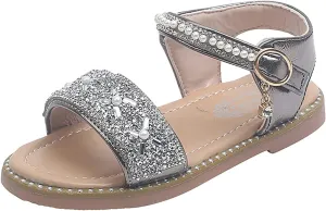 Rose Shoes Size 4 Girls Sandals Open Toe Rhinestone Princess Dress Flat Shoes Girls Flip Flops Size 10 Toddler