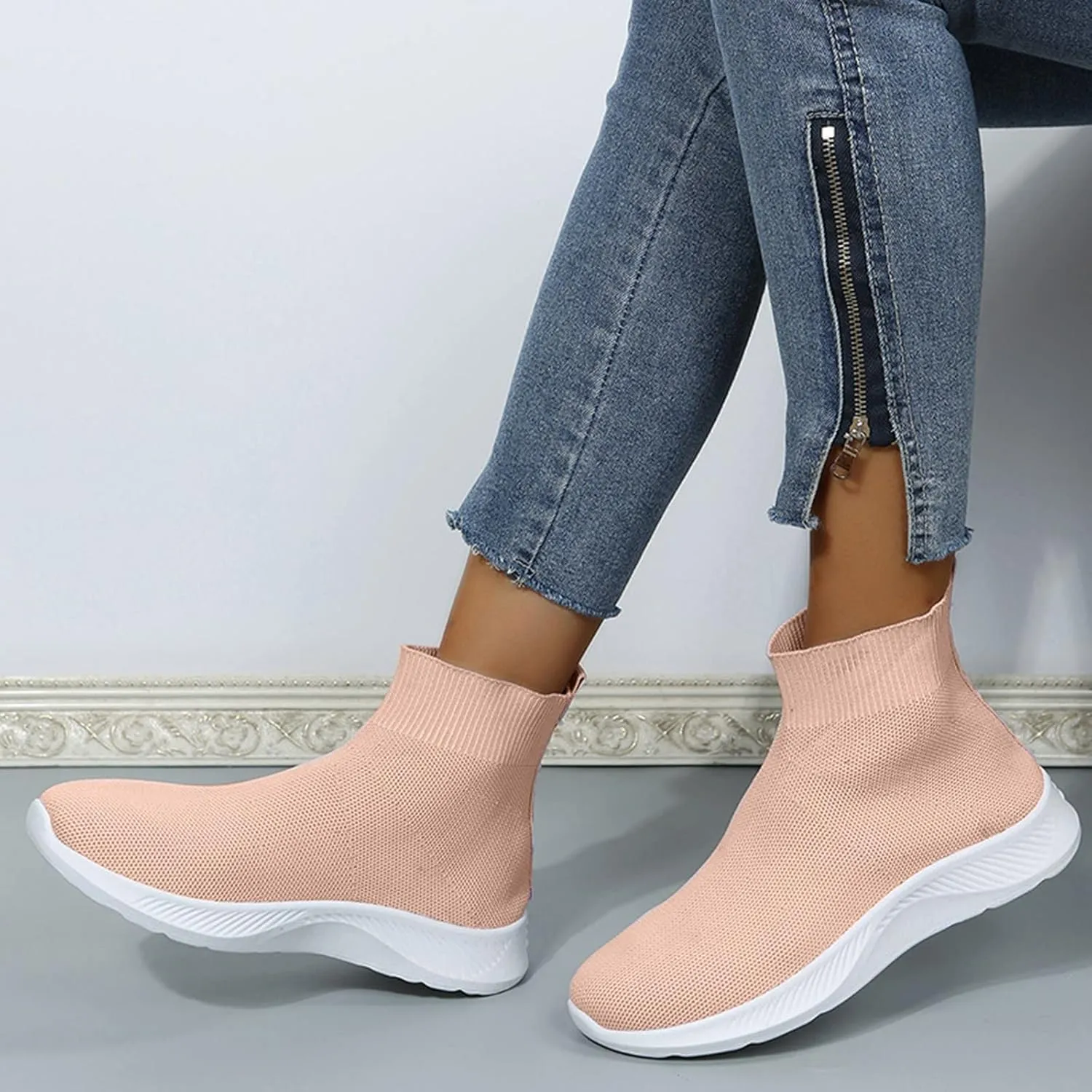 SBGMoSJ Platform Sneakers for Women Fashion 2 Inch High Black Flats Orthopedic Shoes Women Women Running Shoes White Bowling Shoes Women Size 9 Slip On Tennis Shoes for Women Size 8.5 Wide