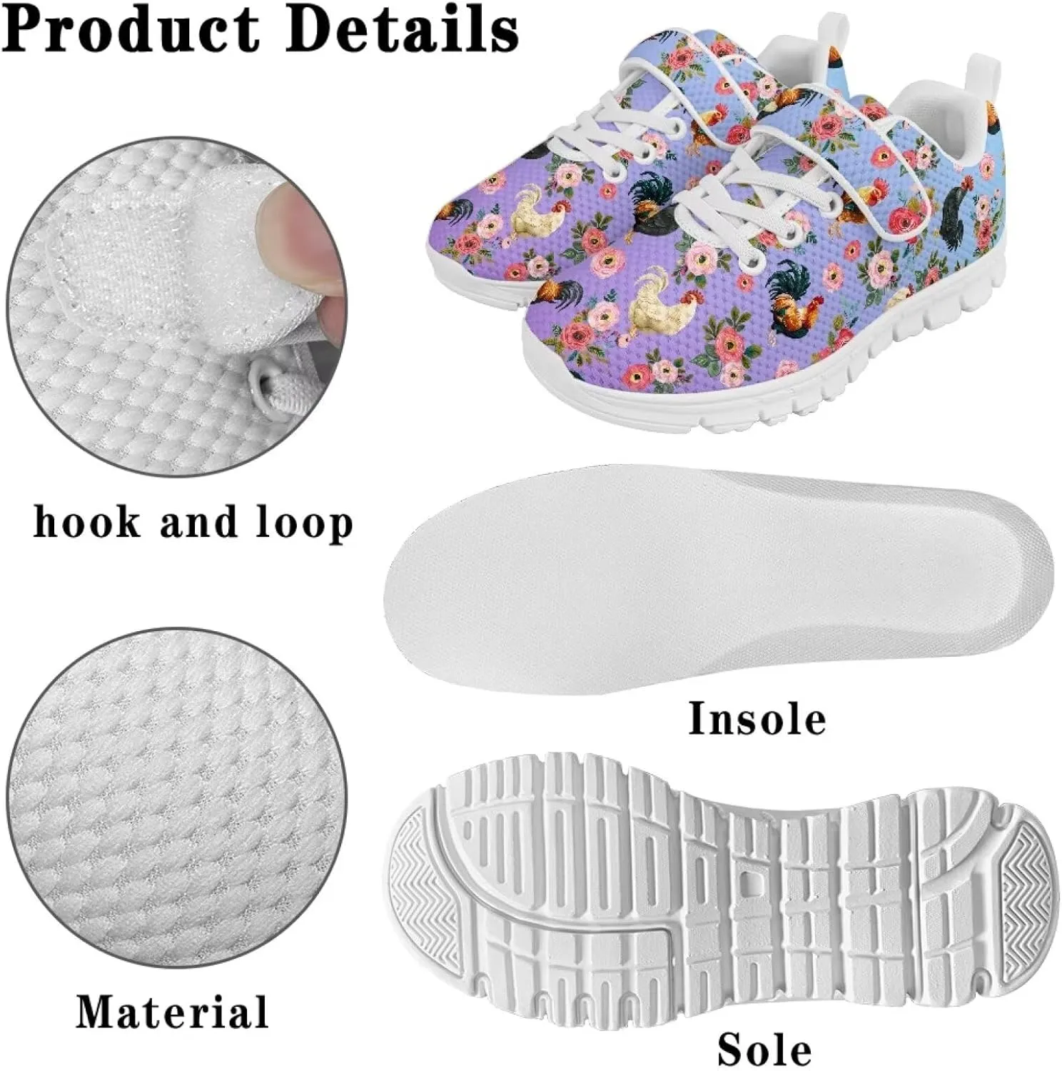 Showudesigns Slip On Sneakers for Kids Girls Running Tennis Shoes Gym School Exercise Trainers