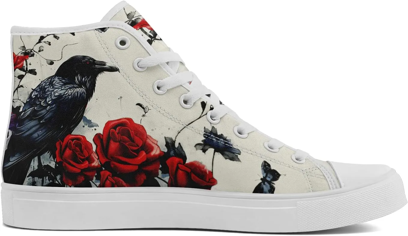 Skull High Tops Canvas Shoes for Men Women Classic Lace Up Fashion Sneaker Casual Flat Walking Shoes