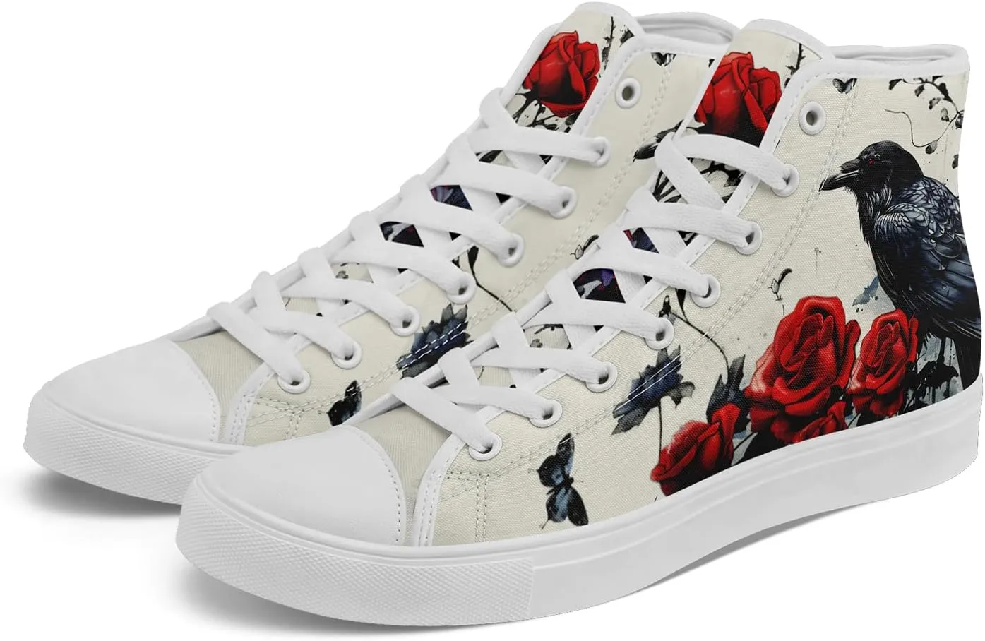 Skull High Tops Canvas Shoes for Men Women Classic Lace Up Fashion Sneaker Casual Flat Walking Shoes