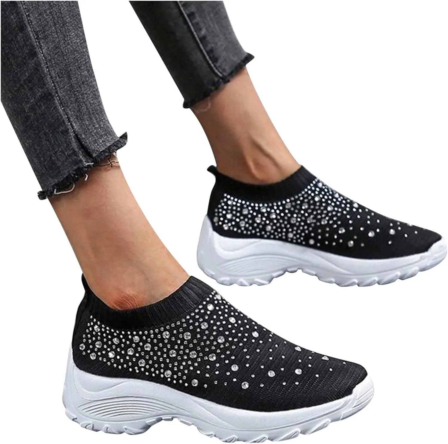 Sneakers for Walking Women Nurses Shoes for Women Comfortable Non Slip White Women's Tennis Shoes Size 9.5 Wide White Sneakers for Women Non Slip Women's Canvas Slip On Shoes Wide Width Size 11