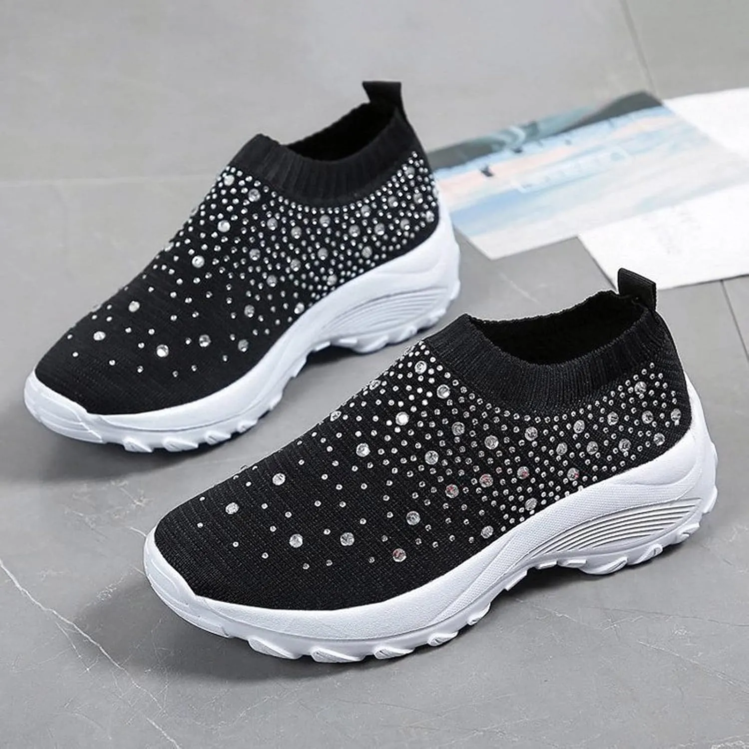 Sneakers for Walking Women Nurses Shoes for Women Comfortable Non Slip White Women's Tennis Shoes Size 9.5 Wide White Sneakers for Women Non Slip Women's Canvas Slip On Shoes Wide Width Size 11