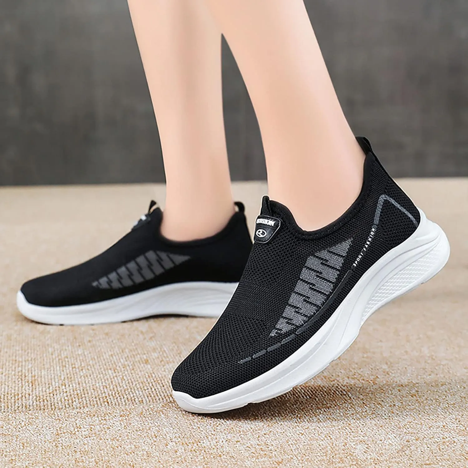 Sneakers for Walking Women Walking Shoes Women Wide Width Size 9 W Black Shoes Women Slip On White Sneakers for Women Zapatos De Mujer para Ir Al Gym
