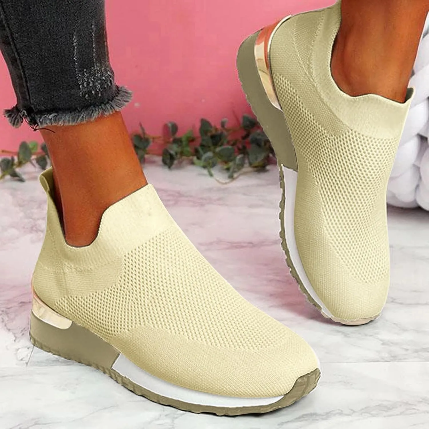 Sneakers for Women Walking Shoes Non Slip Lightweight Tennis Shoes Men Boots Casual Slip On Shoes White Sneakers Steel Toe Tennis Shoe White Loafers