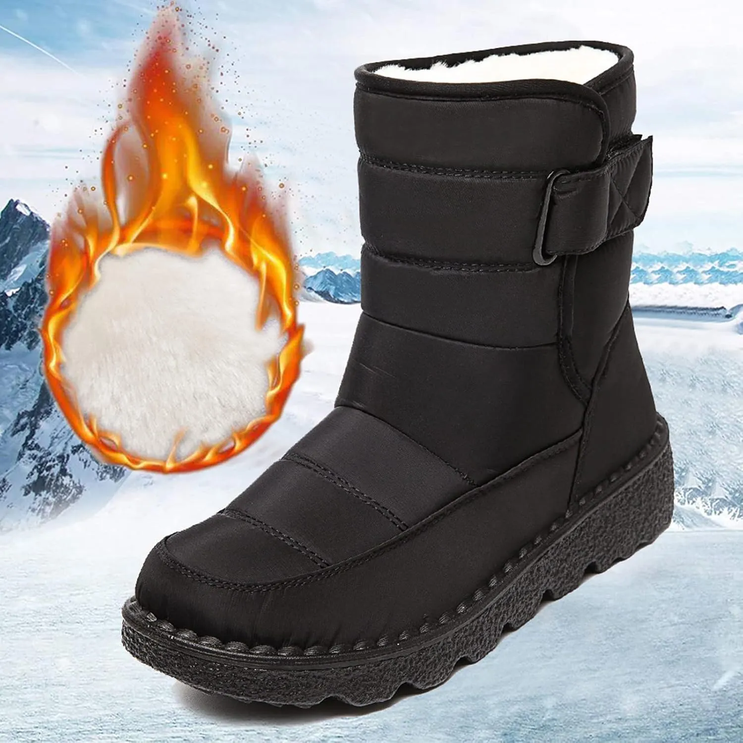 Snow Boots for Women Mid Calf Boots Women Winter Warm Outdoor Waterproof Comfortable Round Toe Platform Women Boots