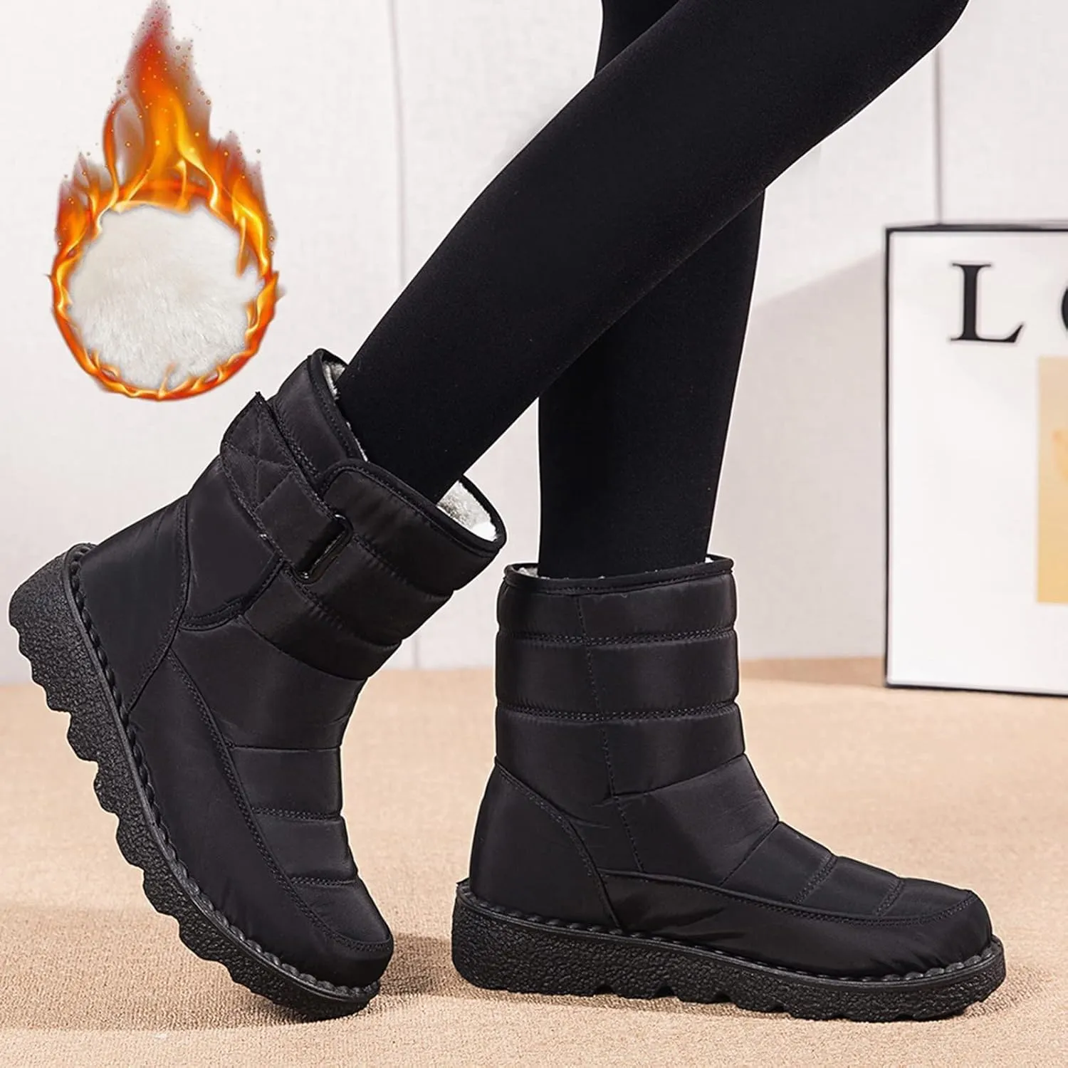 Snow Boots for Women Mid Calf Boots Women Winter Warm Outdoor Waterproof Comfortable Round Toe Platform Women Boots
