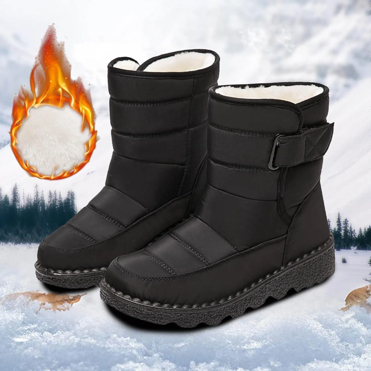 Snow Boots for Women Mid Calf Boots Women Winter Warm Outdoor Waterproof Comfortable Round Toe Platform Women Boots