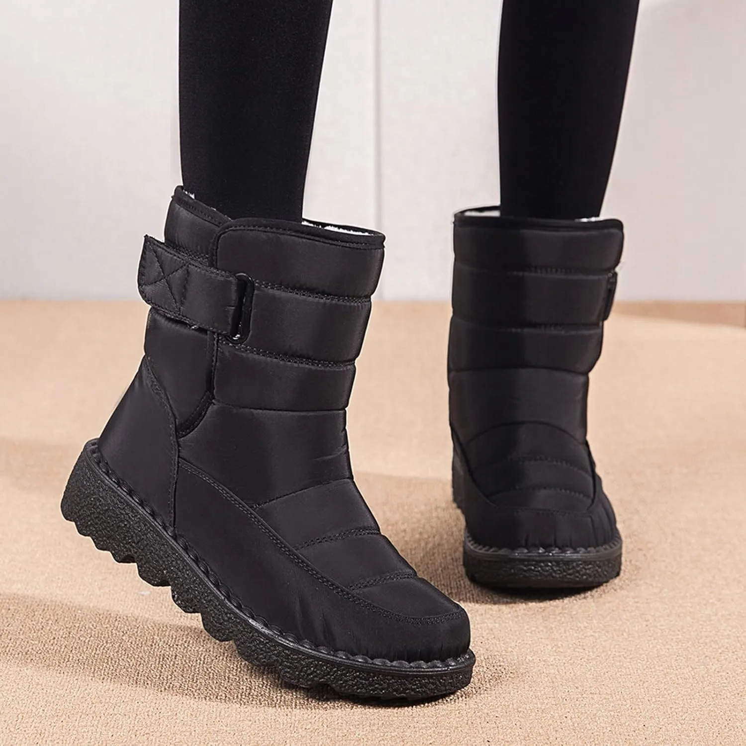 Snow Boots for Women Mid Calf Boots Women Winter Warm Outdoor Waterproof Comfortable Round Toe Platform Women Boots