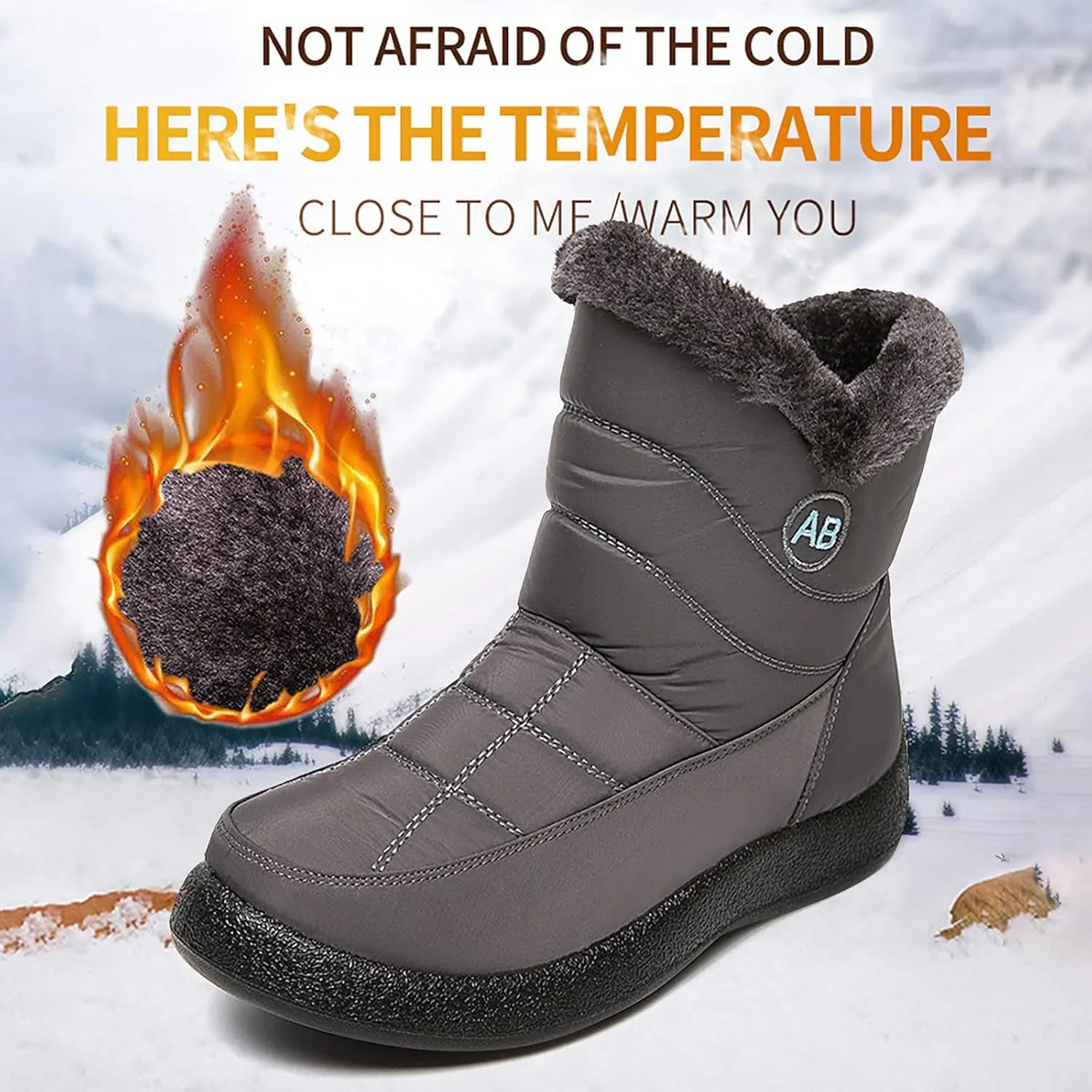 Snow Boots for Women Winter, Mid Calf Warm Lined Winter Boots for Women Hiking Outdoor Shoes