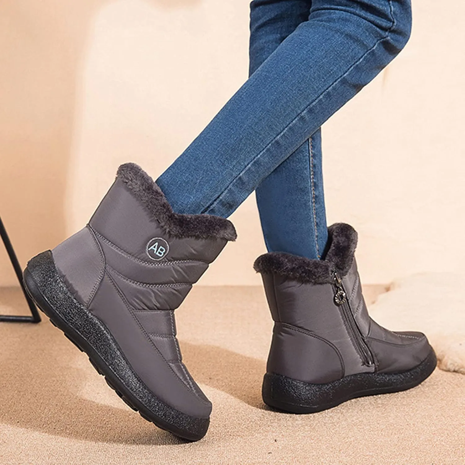 Snow Boots for Women Winter, Mid Calf Warm Lined Winter Boots for Women Hiking Outdoor Shoes