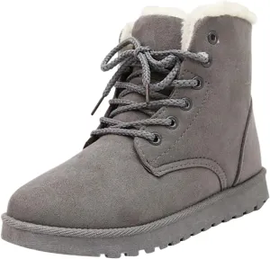 Snow Boots for Women Women's Ankle Boots Winter Cloth Lace up Round Toe Warm Comfortable Outdoor Short Leather Boots