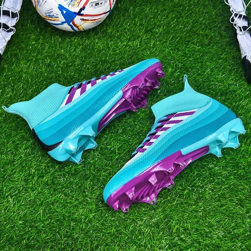 Soccer Cleats for Mens Womens Lace-Up Outdoor Professional Training Turf Football Boots High Ankle Baseball Shoes