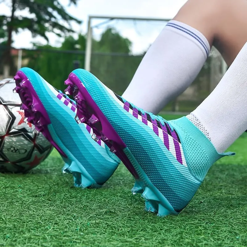 Soccer Cleats for Mens Womens Lace-Up Outdoor Professional Training Turf Football Boots High Ankle Baseball Shoes